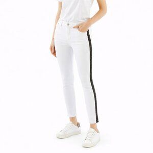 J Brand Alana High-Rise Crop Skinny Jeans - Zebra Print Stripe, Size 28